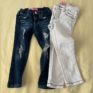 Cutie Patootie/Pink Latte bundle of Trendy Kids' Denim Jeans Navy and White Sz 4